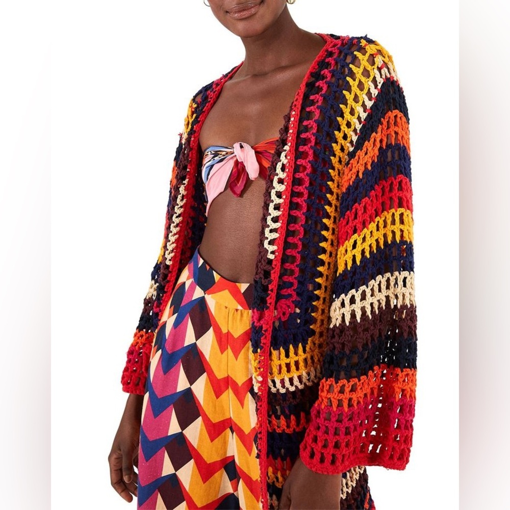 Farm Rio Rainbow Crochet Cardigan